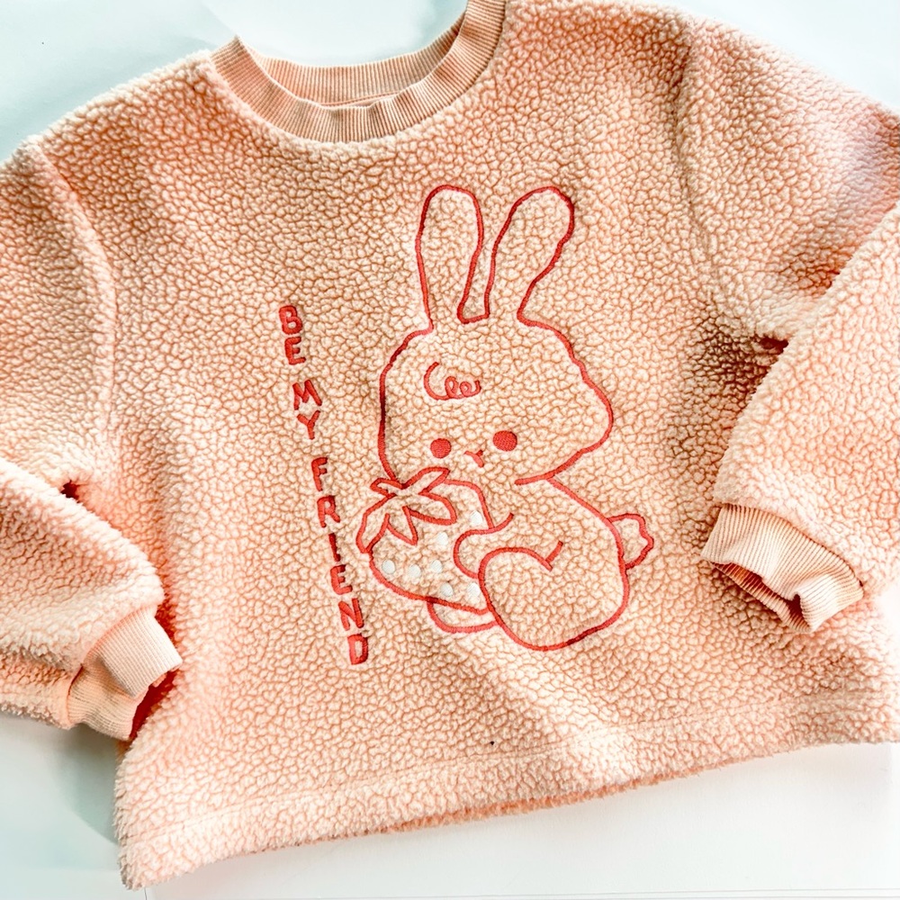 H&M Peach Bunny Fleece Sweatshirt